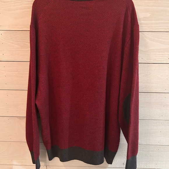 Daniel Cremieux Maroon Half Zip-Up Sweater with Dark Gray Trim - Picture 10 of 10